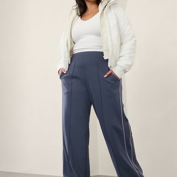 Venice High Rise Track Stripe Wide Leg Pant, Granite Blue/White Stripe - NWT! - Picture 4 of 7